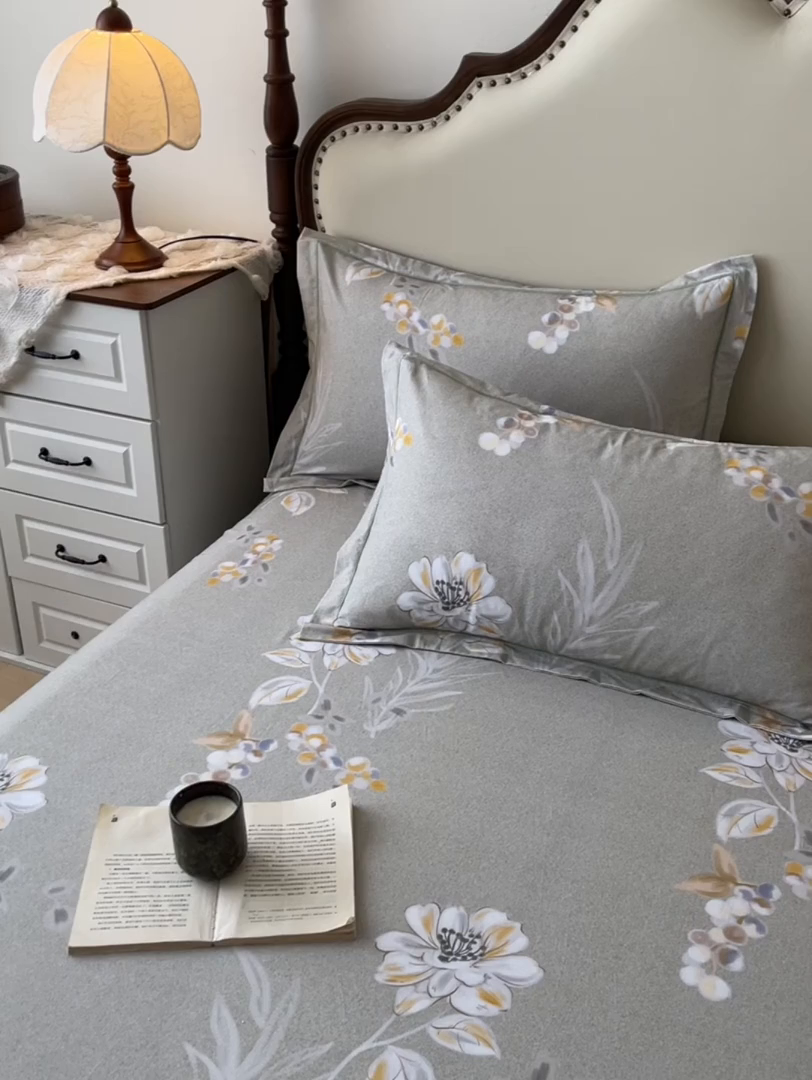 91家纺网 家纺一手货源 找家纺 名优家纺 2025新款100%全棉纯棉磨毛数码印花床裙单品床裙单件单床裙 芙语-绿