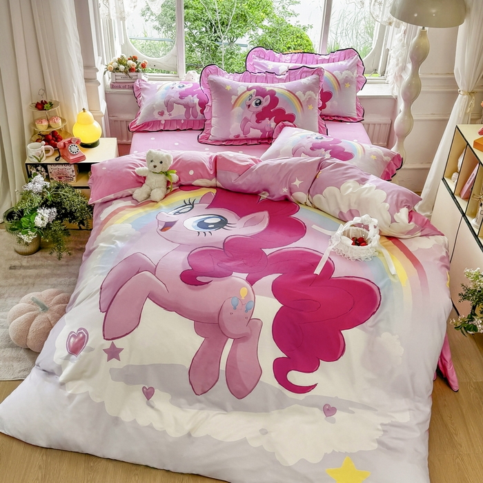 91家纺网 家纺一手货源 找家纺 馨语家居 2025新款A类全棉3D大版印花四件套 彩虹碧琪