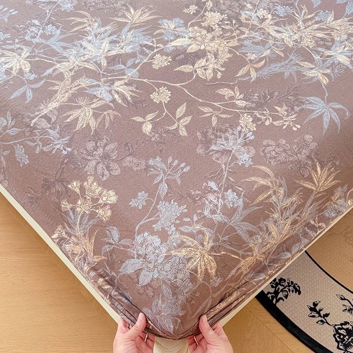 91家纺网 家纺一手货源 找家纺 圣比熊 2025新款原麻床笠机洗家用防滑透气四季款床罩床垫床单保护套 金枝玉叶