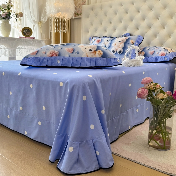 91家纺网 家纺一手货源 找家纺 馨语家居 2025新款A类全棉3D大版印花四件套 针织小熊