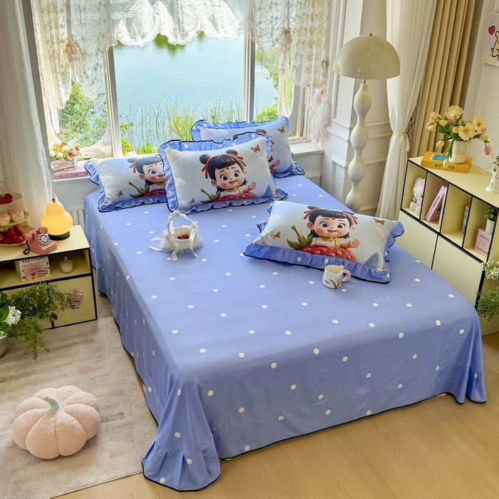 91家纺网 家纺一手货源 找家纺 馨语家居 2025新款A类全棉3D大版印花四件套 草莓哪吒