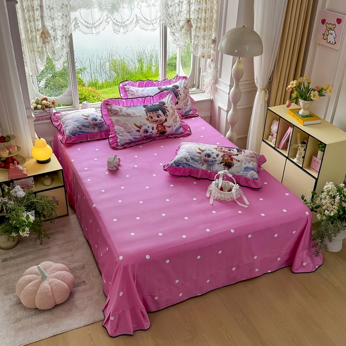 91家纺网 家纺一手货源 找家纺 馨语家居 2025新款A类全棉3D大版印花四件套 彩虹哪吒