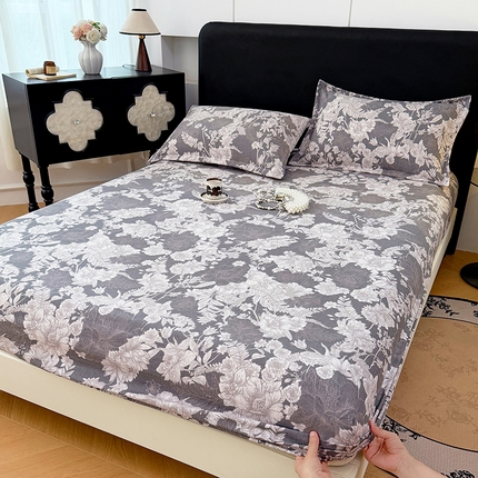 91家纺网 家纺一手货源 找家纺 （总）圣比熊 2025新款原麻床笠机洗家用防滑透气四季款床罩床垫床单保护套