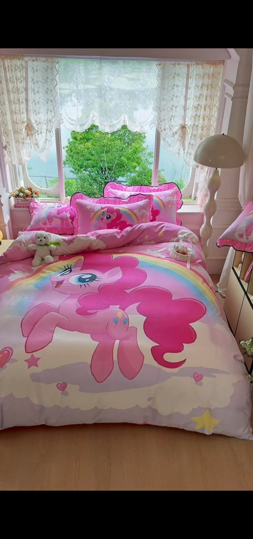 91家纺网 家纺一手货源 找家纺 馨语家居 2025新款A类全棉3D大版印花四件套 彩虹碧琪