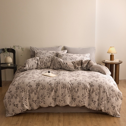 ab家纺 2025新款全棉提花磨毛四件套-花雨漫漫 花雨漫漫-紫