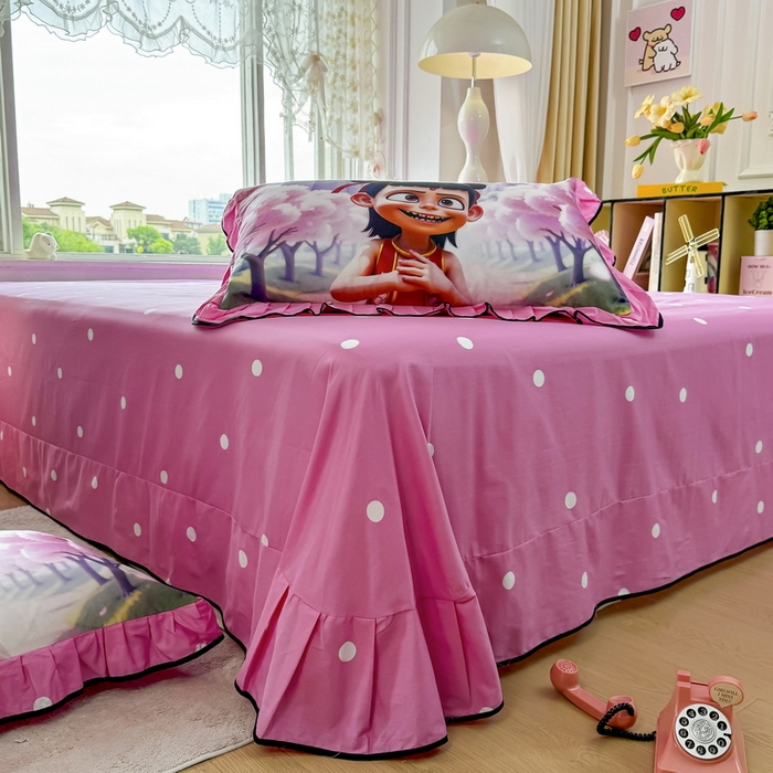 91家纺网 家纺一手货源 找家纺 馨语家居 2025新款A类全棉3D大版印花四件套 魔童哪吒