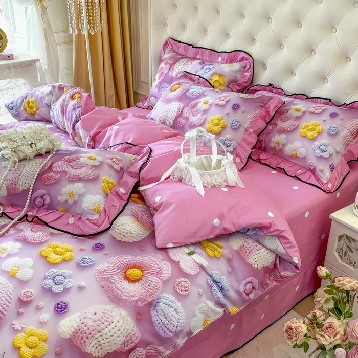 91家纺网 家纺一手货源 找家纺 馨语家居 2025新款A类全棉3D大版印花四件套 一路生花