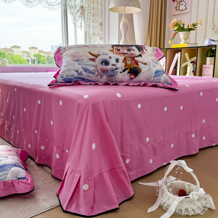 91家纺网 家纺一手货源 找家纺 馨语家居 2025新款A类全棉3D大版印花四件套 彩虹哪吒