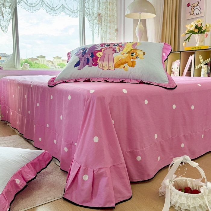 91家纺网 家纺一手货源 找家纺 馨语家居 2025新款A类全棉3D大版印花四件套 小马碧琪