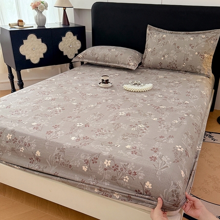 91家纺网 家纺一手货源 找家纺 （总）圣比熊 2025新款原麻床笠机洗家用防滑透气四季款床罩床垫床单保护套