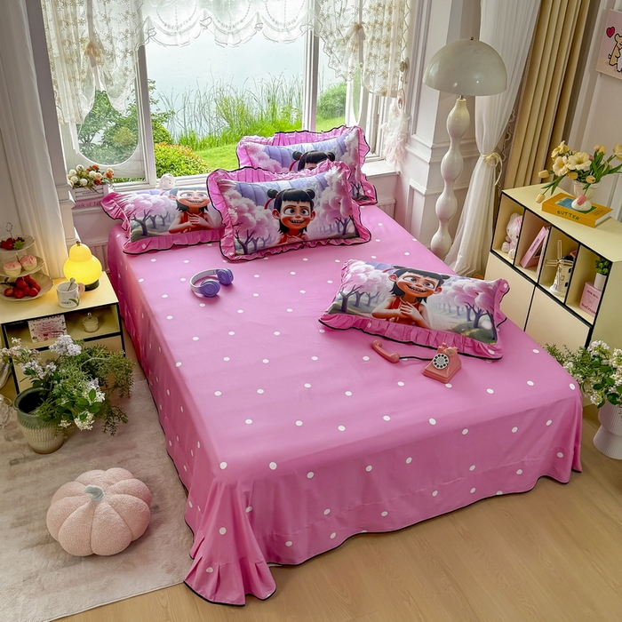 91家纺网 家纺一手货源 找家纺 馨语家居 2025新款A类全棉3D大版印花四件套 魔童哪吒