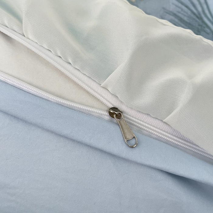 91家纺网 家纺一手货源 找家纺 ab家纺 2025新款水洗棉绣花四件套-铃兰语 铃兰语  天空蓝