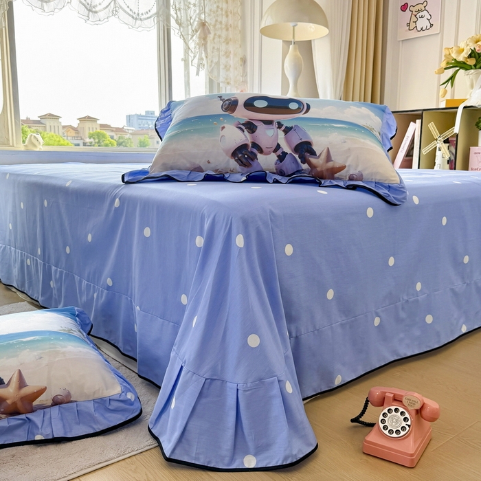 91家纺网 家纺一手货源 找家纺 馨语家居 2025新款A类全棉3D大版印花四件套 海洋机器人