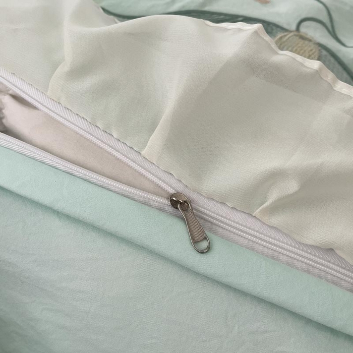 91家纺网 家纺一手货源 找家纺 ab家纺 2025新款水洗棉绣花四件套-铃兰语 铃兰语 水绿