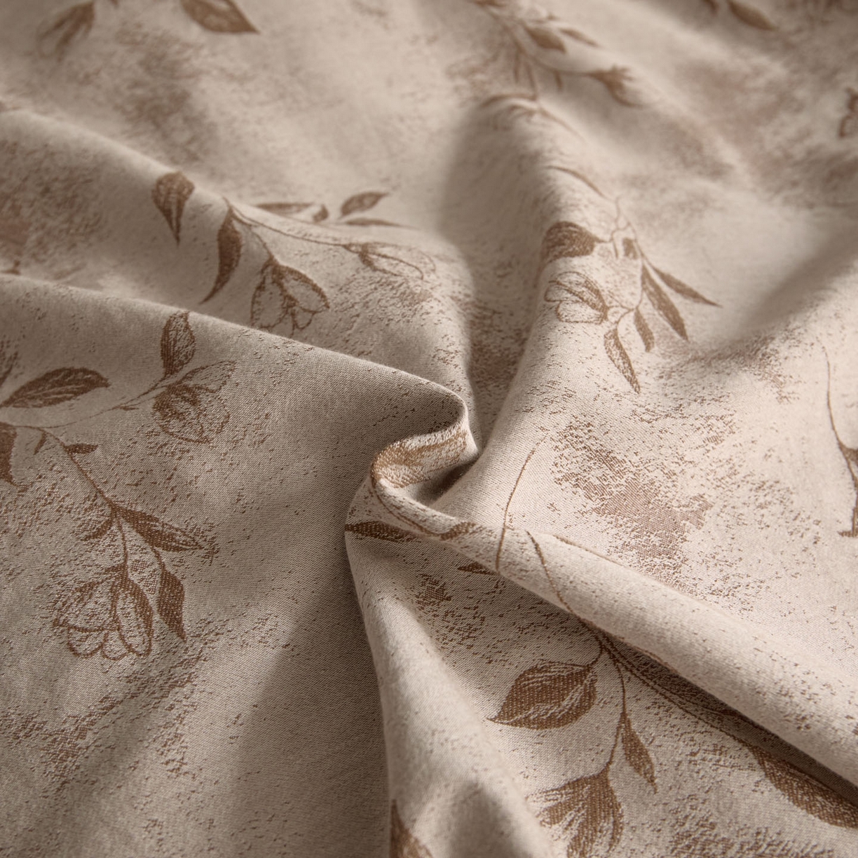 91家纺网 家纺一手货源 找家纺 ab家纺 2025新款全棉提花磨毛四件套-花雨漫漫 花雨漫漫-咖