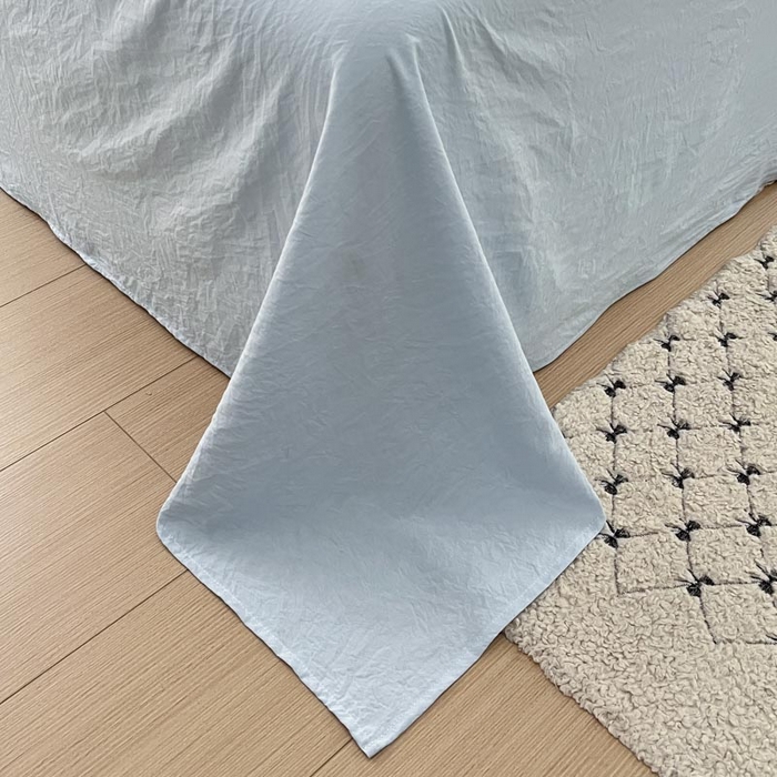 91家纺网 家纺一手货源 找家纺 ab家纺 2025新款水洗棉绣花四件套-铃兰语 铃兰语  天空蓝