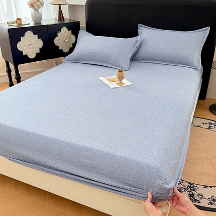 91家纺网 家纺一手货源 找家纺 （总）圣比熊 2025新款原麻床笠机洗家用防滑透气四季款床罩床垫床单保护套