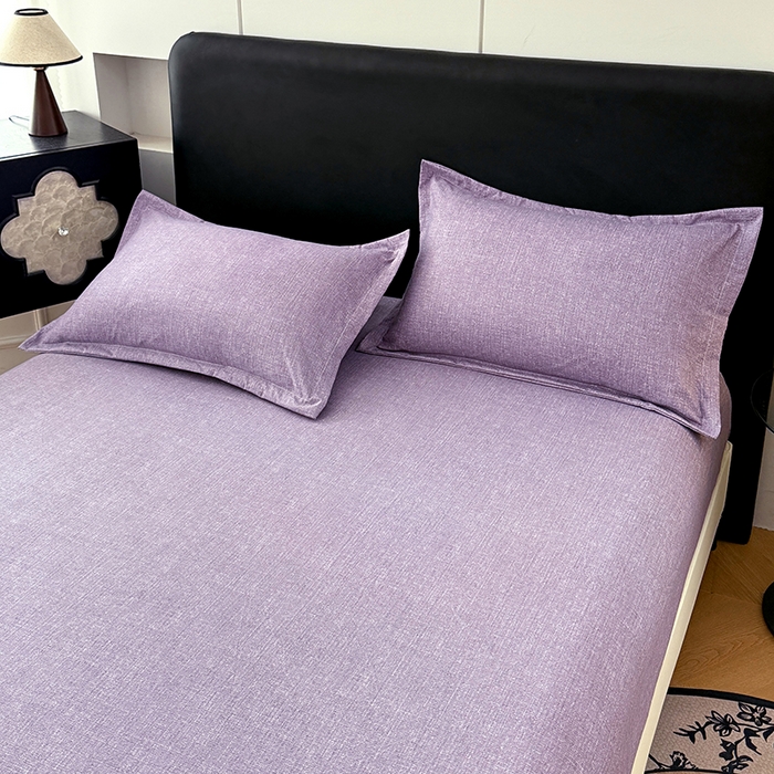 91家纺网 家纺一手货源 找家纺 圣比熊 2025新款原麻床笠机洗家用防滑透气四季款床罩床垫床单保护套 罗兰紫