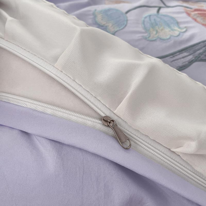 91家纺网 家纺一手货源 找家纺 ab家纺 2025新款水洗棉绣花四件套-铃兰语 铃兰语  香芋紫