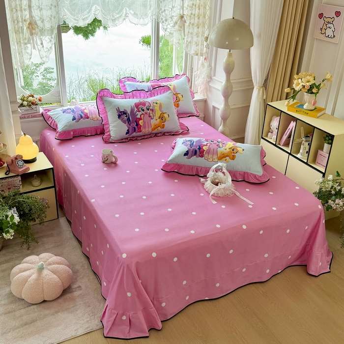 91家纺网 家纺一手货源 找家纺 馨语家居 2025新款A类全棉3D大版印花四件套 小马碧琪