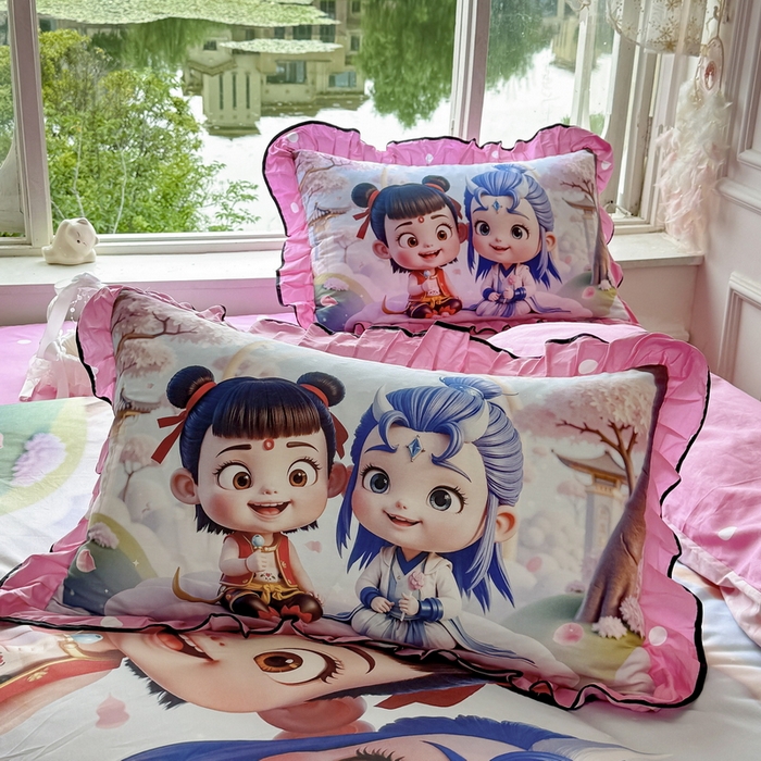 91家纺网 家纺一手货源 找家纺 馨语家居 2025新款A类全棉3D大版印花四件套 腾云哪吒