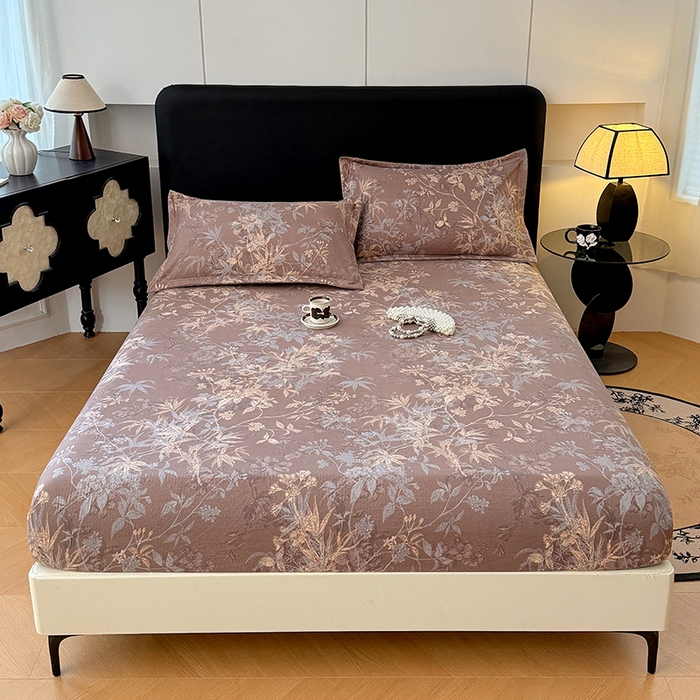 91家纺网 家纺一手货源 找家纺 圣比熊 2025新款原麻床笠机洗家用防滑透气四季款床罩床垫床单保护套 金枝玉叶