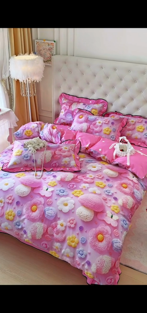 91家纺网 家纺一手货源 找家纺 馨语家居 2025新款A类全棉3D大版印花四件套 一路生花