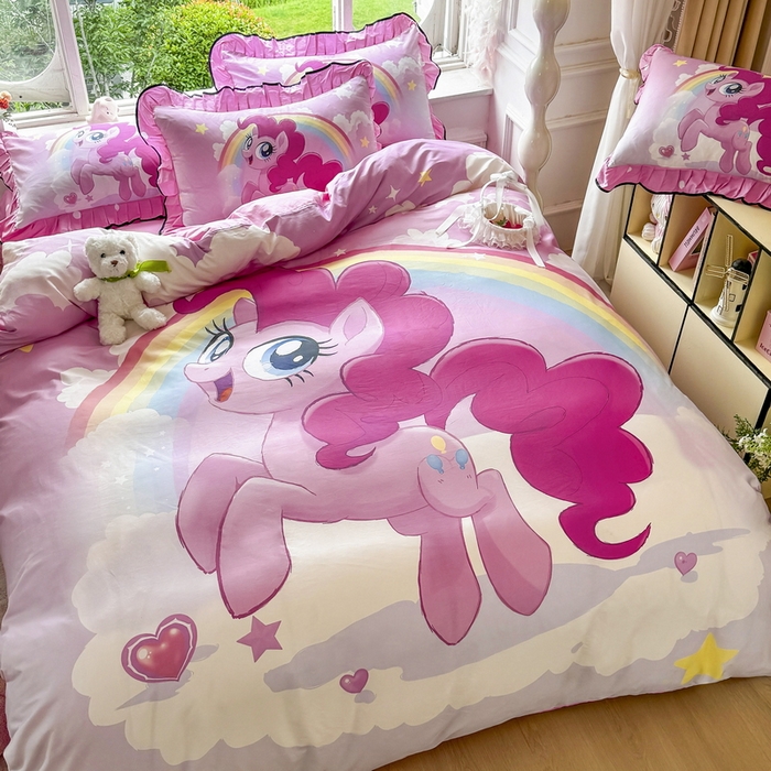 91家纺网 家纺一手货源 找家纺 馨语家居 2025新款A类全棉3D大版印花四件套 彩虹碧琪