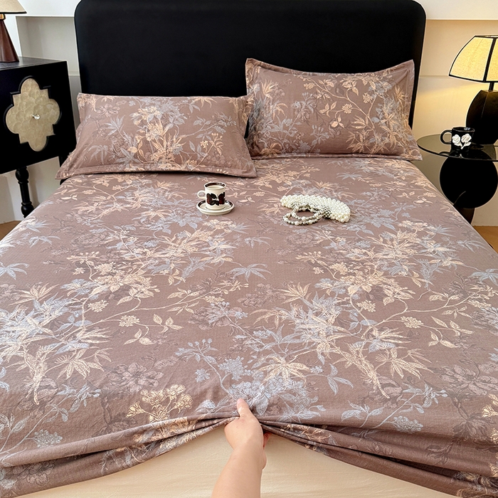 91家纺网 家纺一手货源 找家纺 圣比熊 2025新款原麻床笠机洗家用防滑透气四季款床罩床垫床单保护套 金枝玉叶