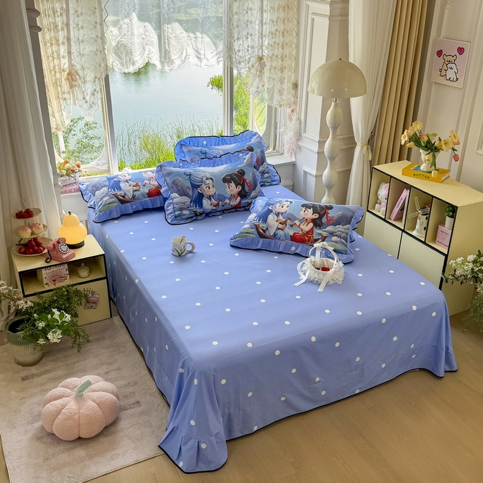 91家纺网 家纺一手货源 找家纺 馨语家居 2025新款A类全棉3D大版印花四件套 漂流哪吒