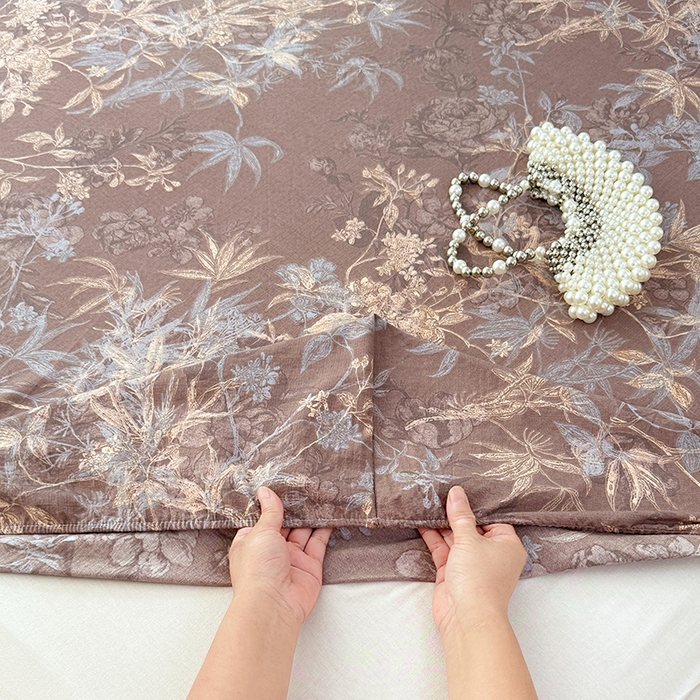 91家纺网 家纺一手货源 找家纺 圣比熊 2025新款原麻床笠机洗家用防滑透气四季款床罩床垫床单保护套 金枝玉叶