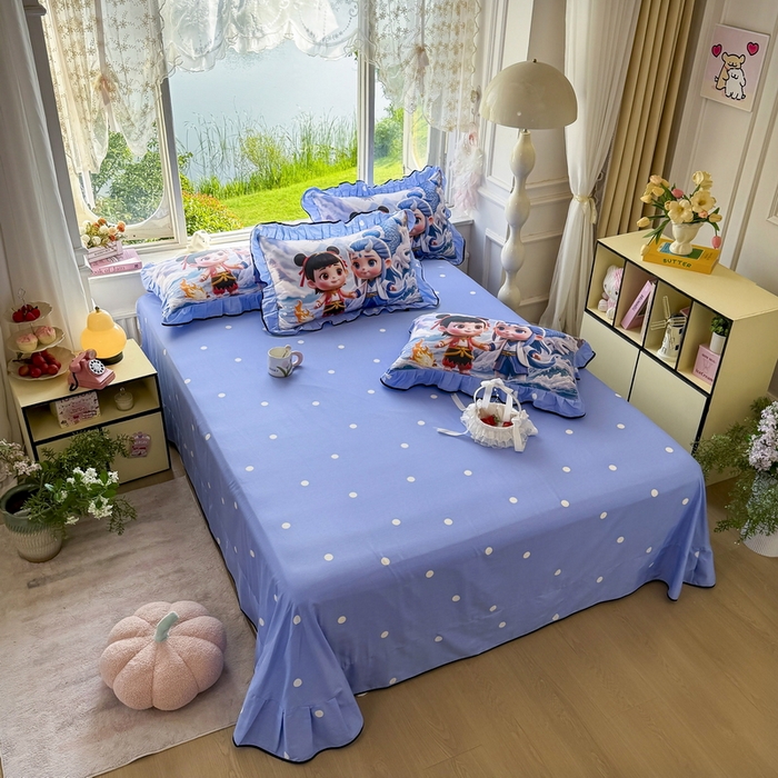 91家纺网 家纺一手货源 找家纺 馨语家居 2025新款A类全棉3D大版印花四件套 神龙哪吒