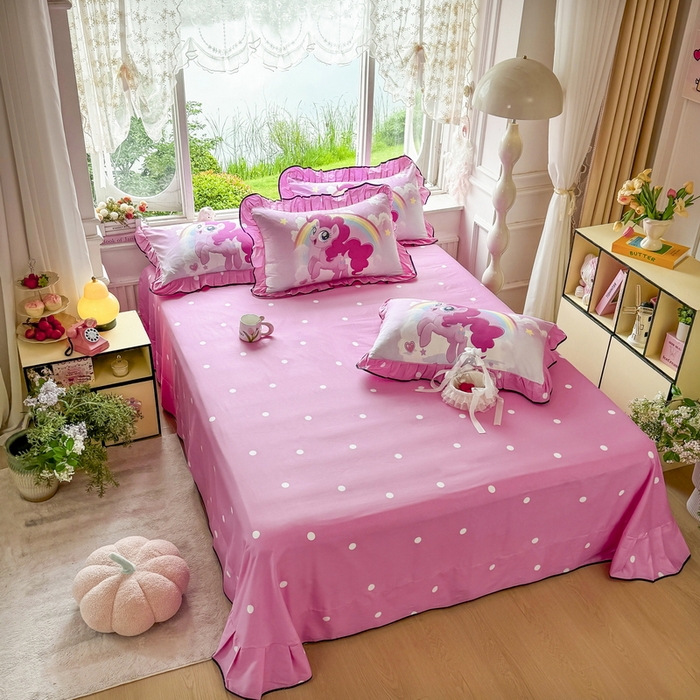 91家纺网 家纺一手货源 找家纺 馨语家居 2025新款A类全棉3D大版印花四件套 彩虹碧琪