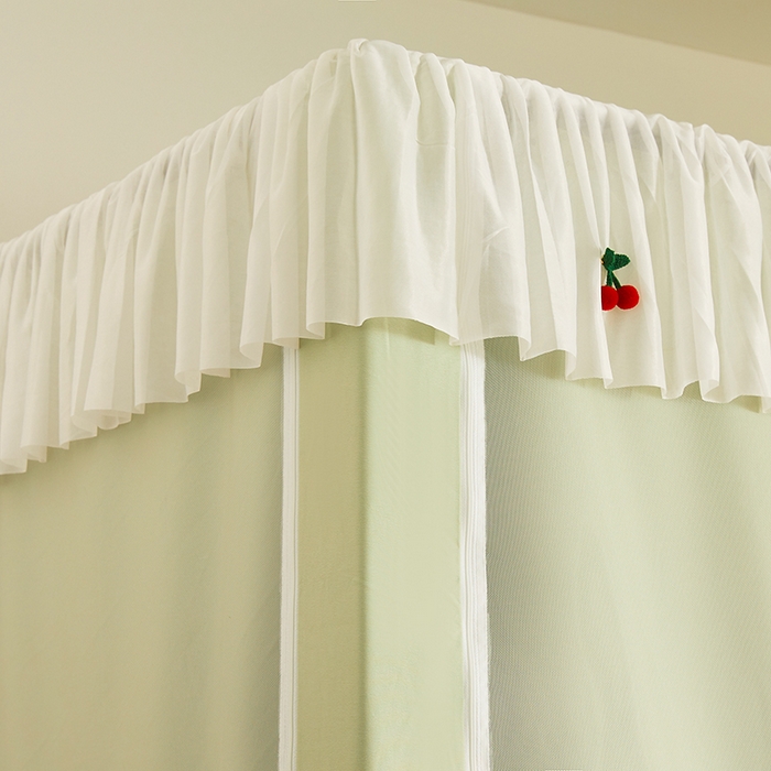 91家纺网 家纺一手货源 找家纺 青竹苑 2025花边款覆膜遮光学生蚊帐 小樱桃-绿