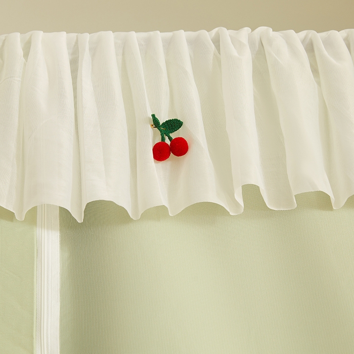 91家纺网 家纺一手货源 找家纺 青竹苑 2025花边款覆膜遮光学生蚊帐 小樱桃-绿