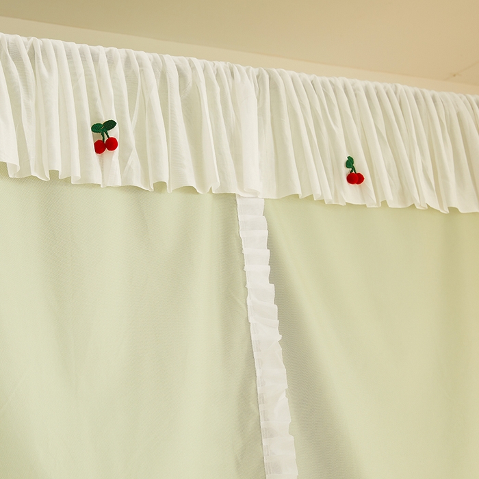 91家纺网 家纺一手货源 找家纺 青竹苑 2025花边款覆膜遮光学生蚊帐 小樱桃-绿