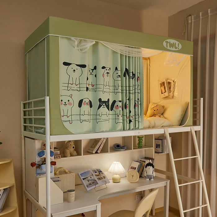 91家纺网 家纺一手货源 找家纺 （总）青竹苑 2025新款植绒强遮光印花学生坐床蚊帐