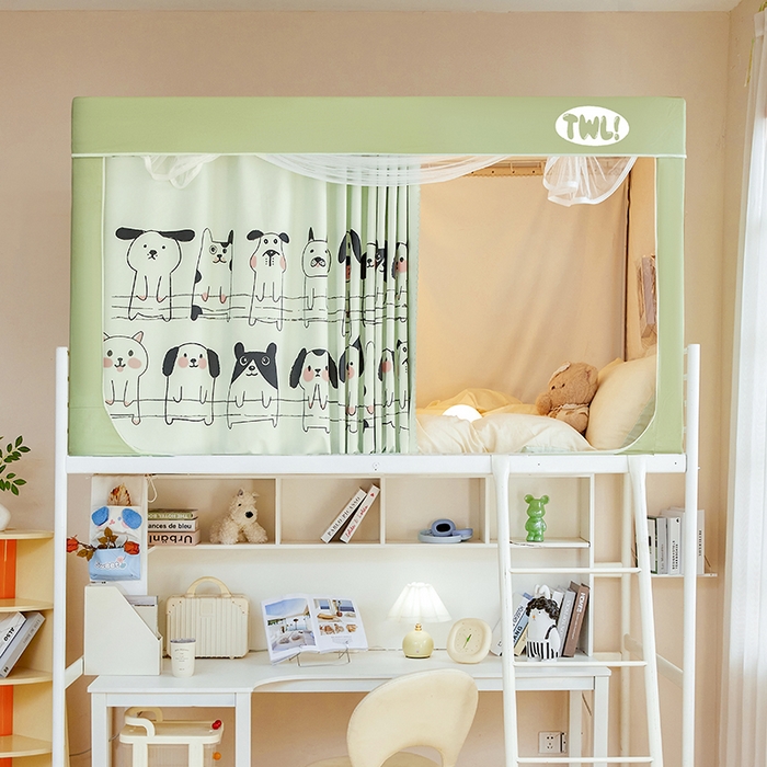 91家纺网 家纺一手货源 找家纺 （总）青竹苑 2025新款植绒强遮光印花学生坐床蚊帐