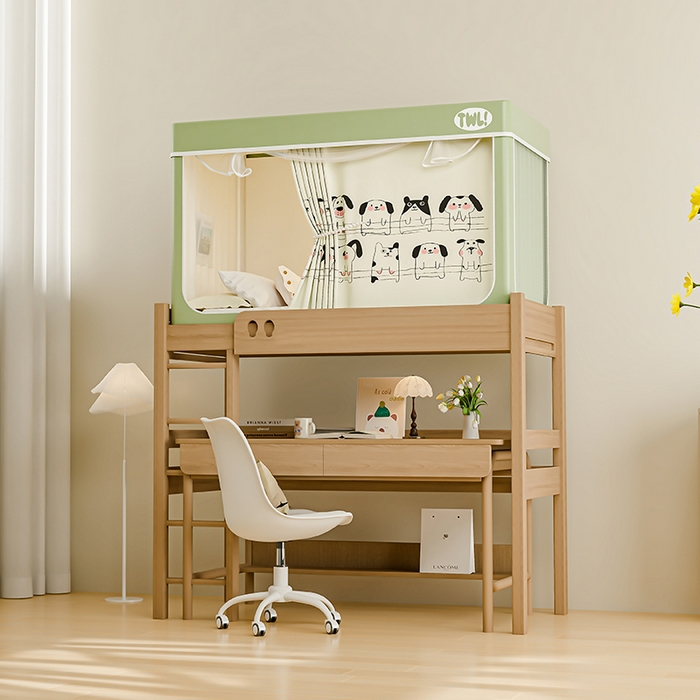 91家纺网 家纺一手货源 找家纺 （总）青竹苑 2025新款植绒强遮光印花学生坐床蚊帐