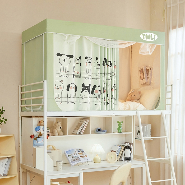 91家纺网 家纺一手货源 找家纺 （总）青竹苑 2025新款植绒强遮光印花学生坐床蚊帐