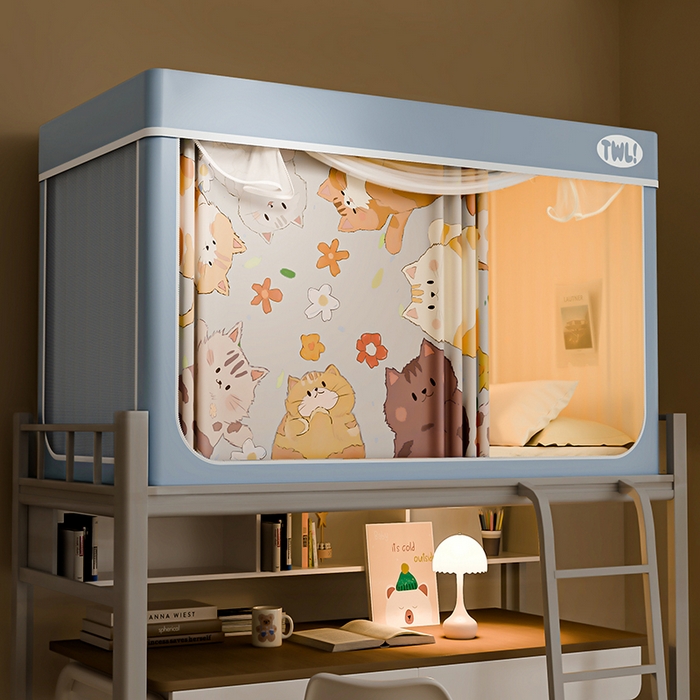 91家纺网 家纺一手货源 找家纺 （总）青竹苑 2025新款植绒强遮光印花学生坐床蚊帐