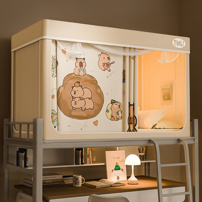 91家纺网 家纺一手货源 找家纺 （总）青竹苑 2025新款植绒强遮光印花学生坐床蚊帐