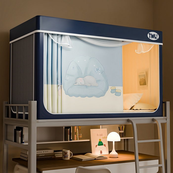 91家纺网 家纺一手货源 找家纺 （总）青竹苑 2025新款植绒强遮光印花学生坐床蚊帐