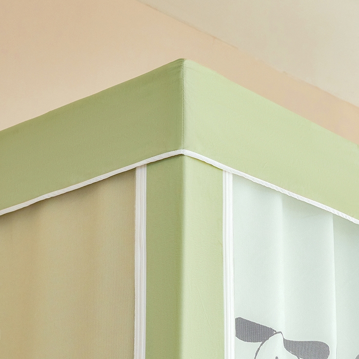 91家纺网 家纺一手货源 找家纺 青竹苑 2025新款植绒强遮光印花学生坐床蚊帐 狗狗乐园