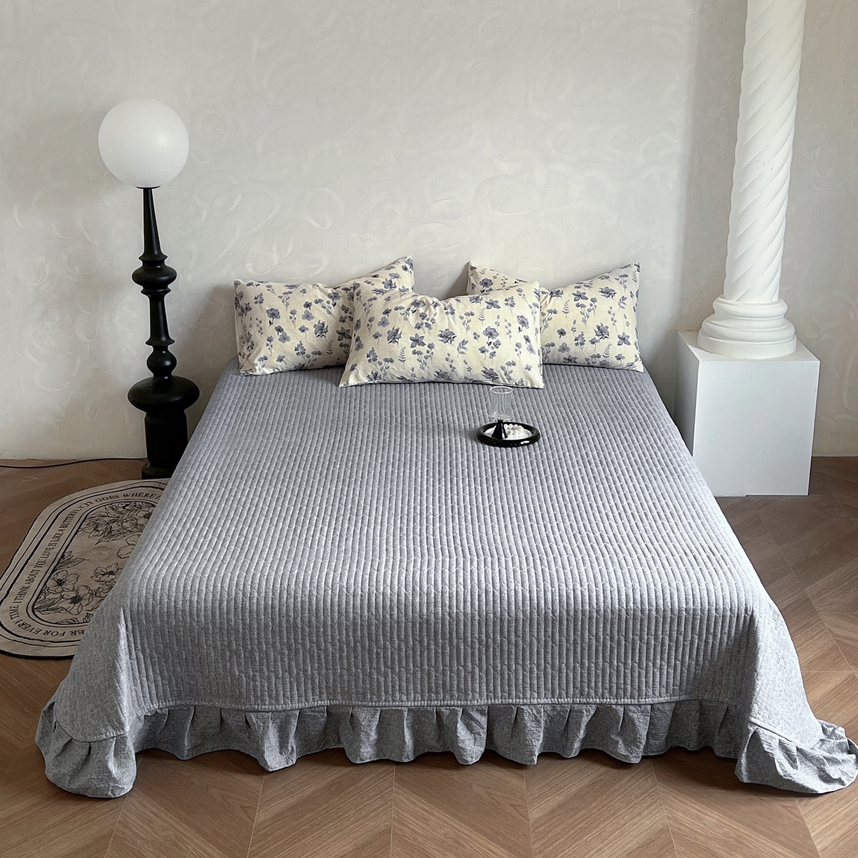 91家纺网 家纺一手货源 找家纺 美梦家纺 2025新款高克重加厚亚麻皱皱纱床盖四件套系列（提供买家秀) 莫兰