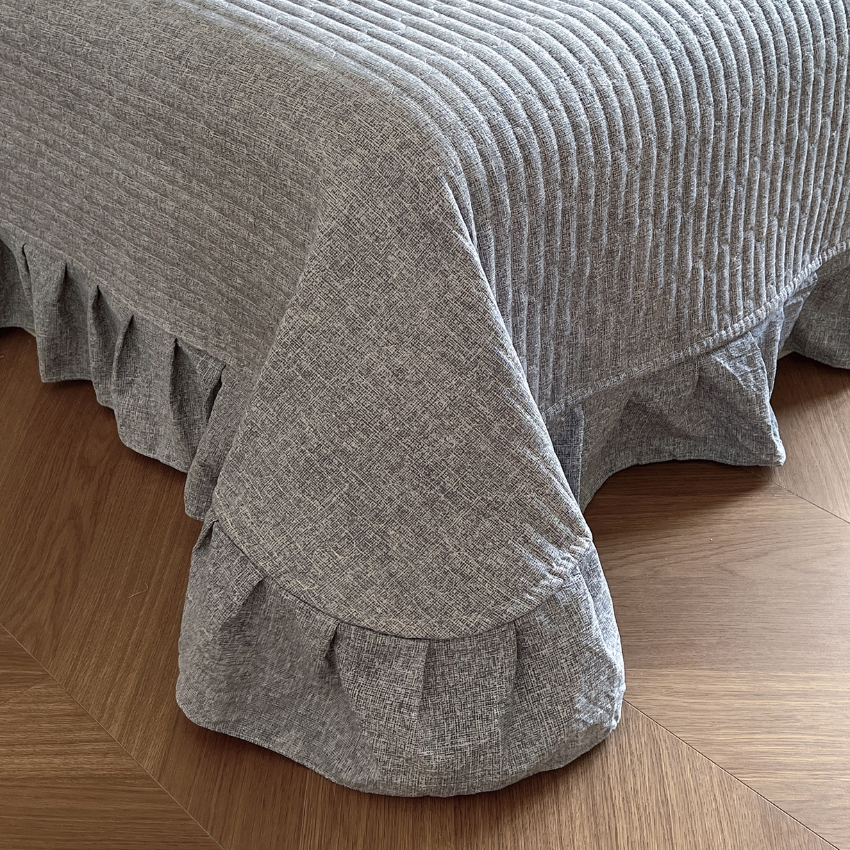 91家纺网 家纺一手货源 找家纺 美梦家纺 2025新款高克重加厚亚麻皱皱纱床盖四件套系列（提供买家秀) 莫兰