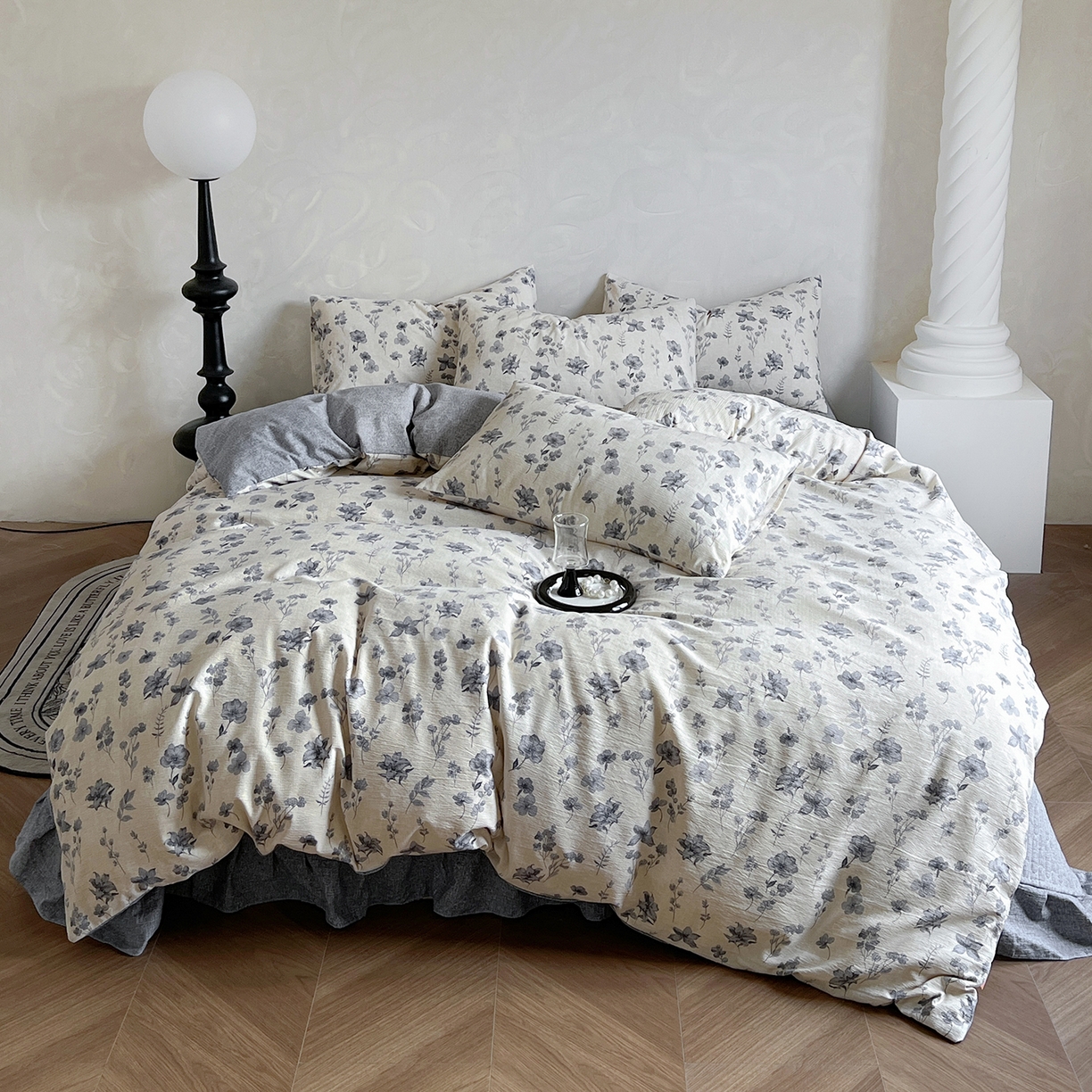 91家纺网 家纺一手货源 找家纺 美梦家纺 2025新款高克重加厚亚麻皱皱纱床盖四件套系列（提供买家秀) 莫兰