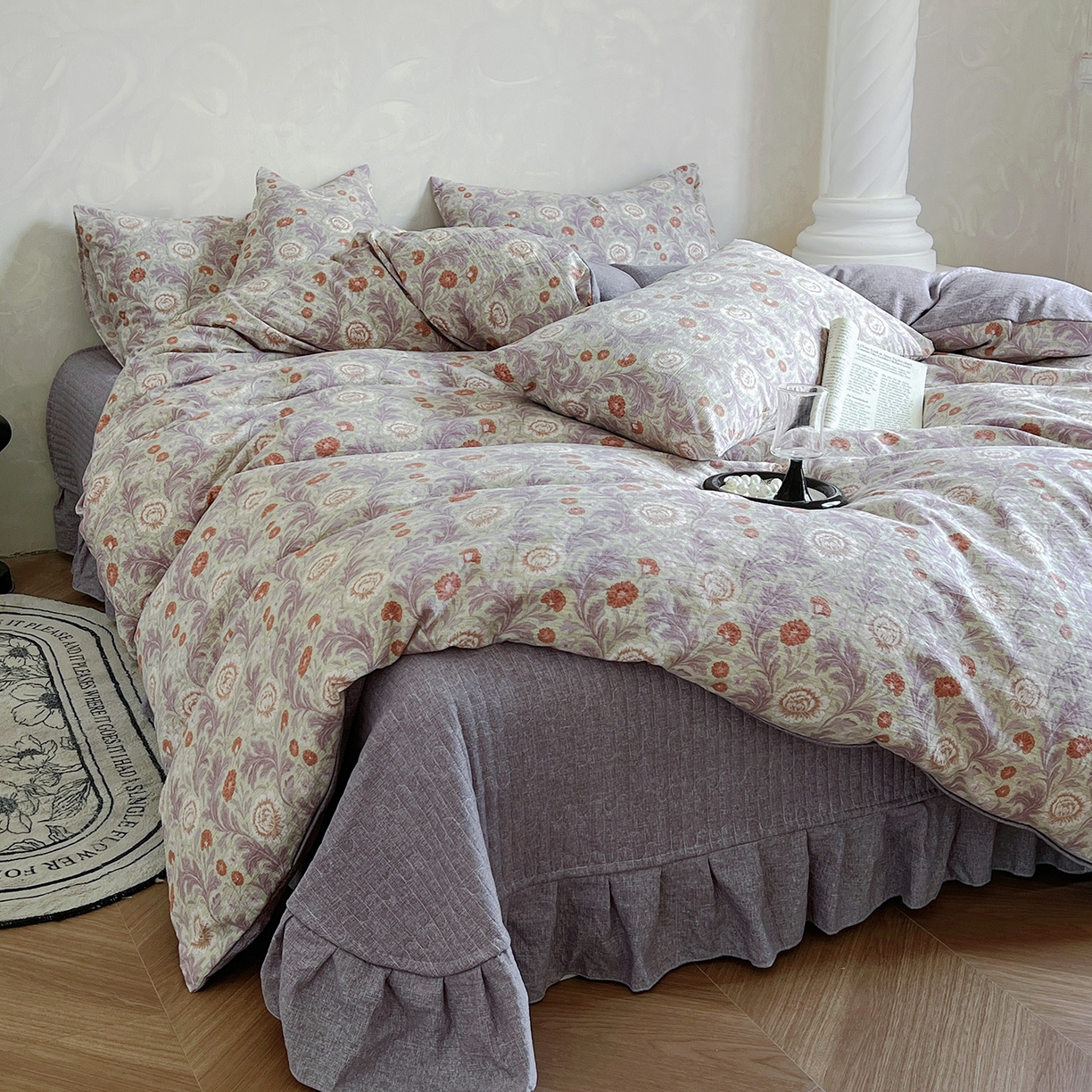 91家纺网 家纺一手货源 找家纺 美梦家纺 2025新款高克重加厚亚麻皱皱纱床盖四件套系列（提供买家秀) 爱丽丝