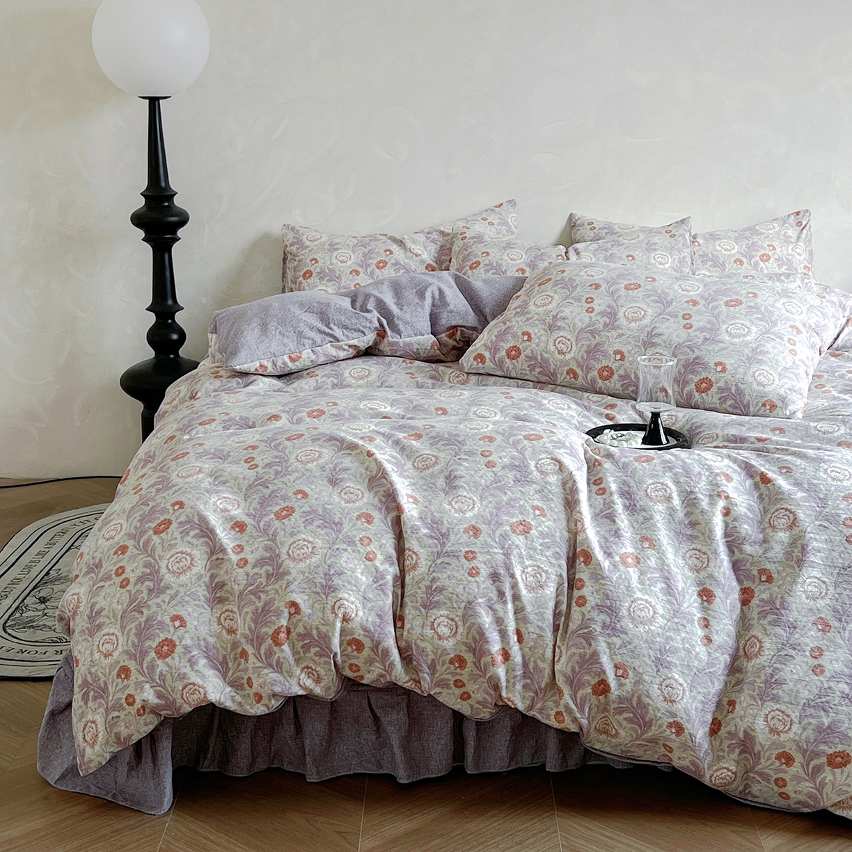 美梦家纺 2025新款高克重加厚亚麻皱皱纱床盖四件套系列（提供买家秀) 爱丽丝