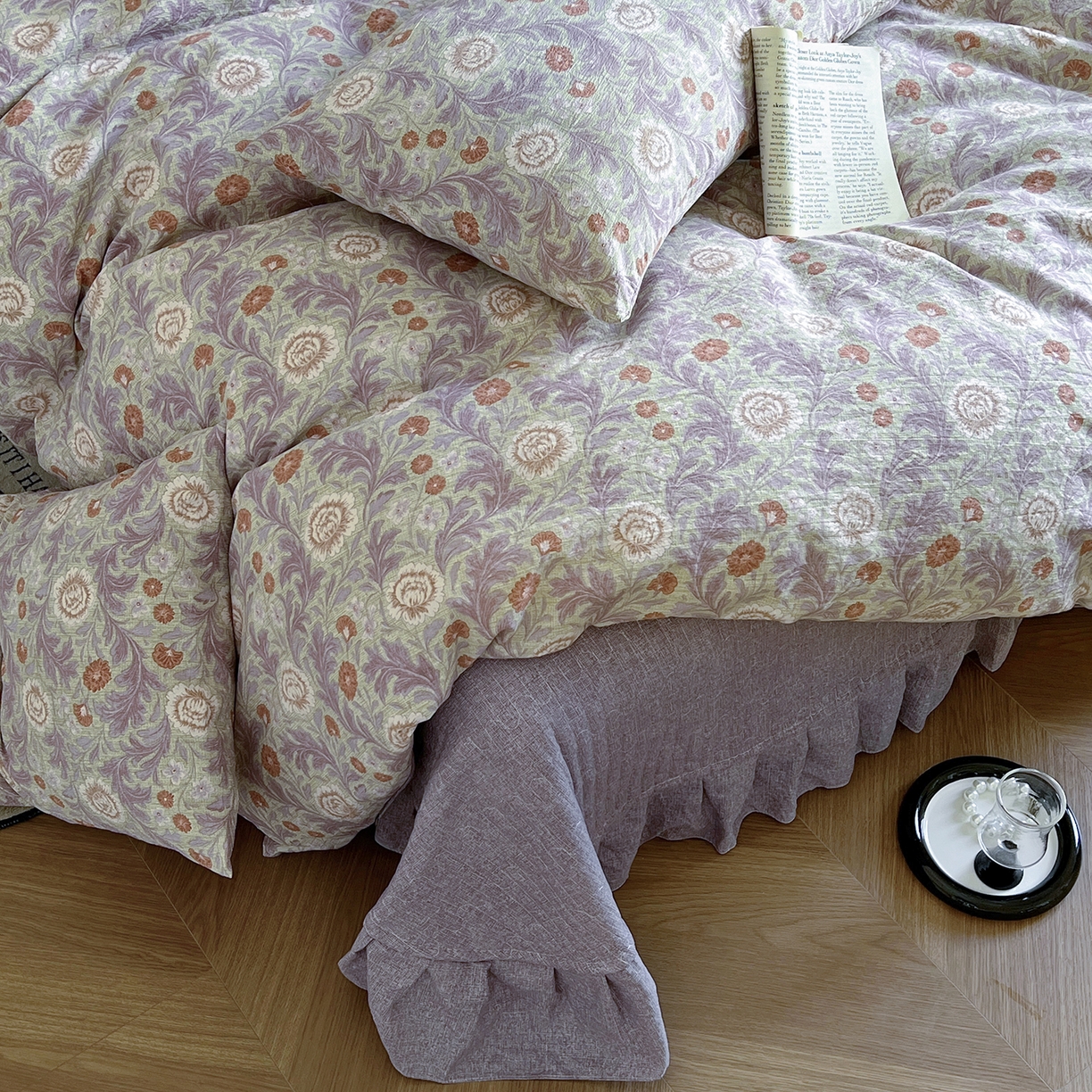 91家纺网 家纺一手货源 找家纺 美梦家纺 2025新款高克重加厚亚麻皱皱纱床盖四件套系列（提供买家秀) 爱丽丝